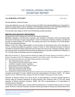 Secretary Report