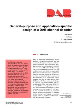 General–Purpose and Application–Specific Design of a DAB Channel Decoder