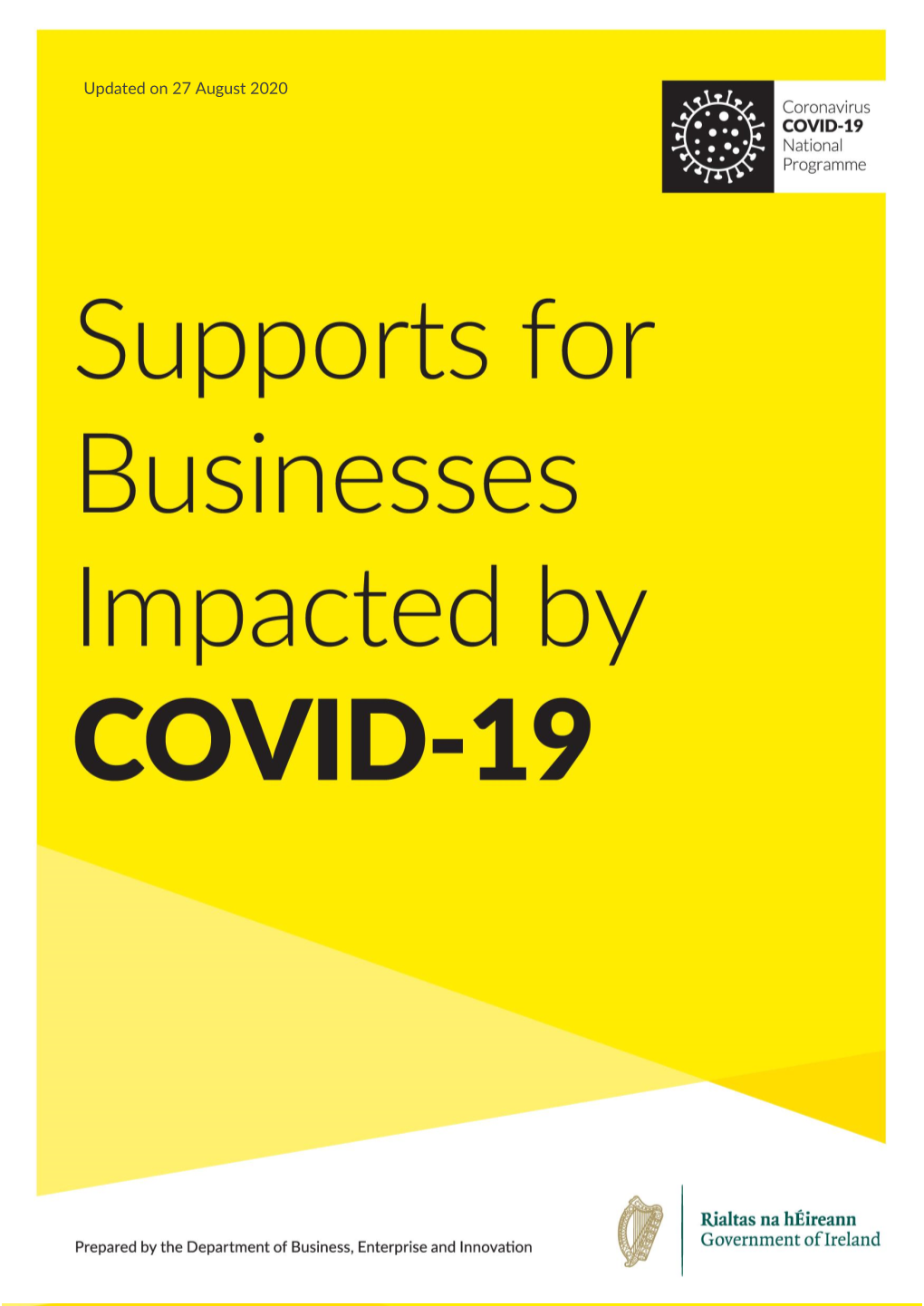 Supports for Businesses Impacted by COVID-19 1 Updated on 27 August