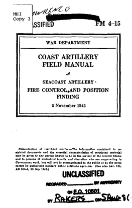Ssified Uncu Ss Id Coast Artillery Field Manual