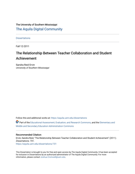 The Relationship Between Teacher Collaboration and Student Achievement