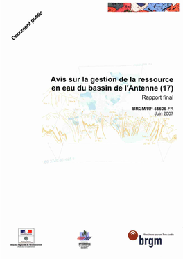 Avis Sur La Gestion De La Ressource En Eau Du Bassin De L'antenne (17) Rapport Final