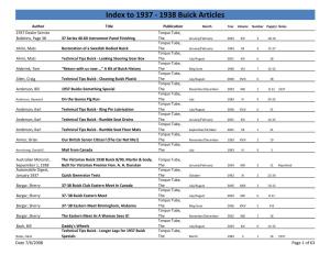 Index to 1937 ‐ 1938 Buick Articles