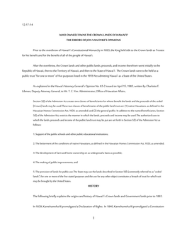 12-17-14 Who Owned/Owns the Crown Lands of Hawai'i