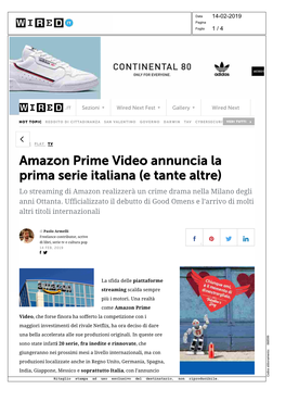 Amazon Prime Video Annuncia La Prima Serie Italiana (E Tante Altre) Lo Streaming Di Amazon Realizzerà Un Crime Drama Nella Milano Degli Anni Ottanta
