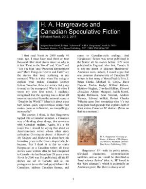 H. A. Hargreaves and Canadian Speculative Fiction © Robert Runté, 2012, 2017