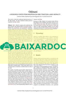 Odinani a RESEARCH PAPER from WIKIPEDIA on IGBO TRADITION/ LAWS/ MORALITY Simone Madu Onyekachi(Sicoohm@Gmail.Com /+2348094406973)