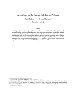 Algorithms for the Densest Sub-Lattice Problem