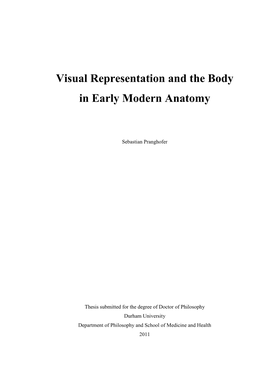 Visual Representation and the Body in Early Modern Anatomy