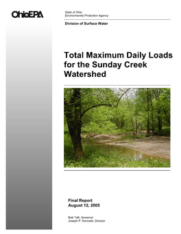 Total Maximum Daily Loads for the Sunday Creek Watershed
