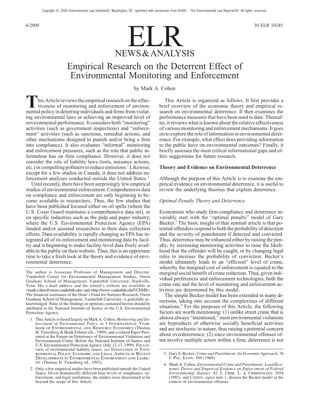 Empirical Research on the Deterrent Effect of Environmental Monitoring and Enforcement