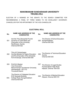 Manomaniam Sundaranar University Tirunelveli