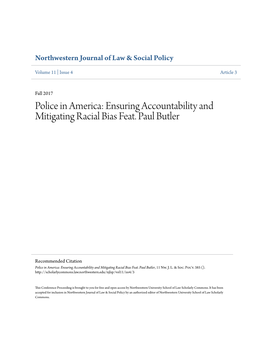 Police in America: Ensuring Accountability and Mitigating Racial Bias Feat