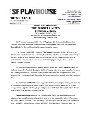 The Sunset Limited Press Release