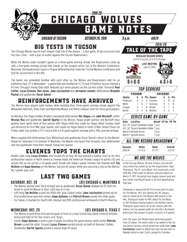 Chicago Wolves Game Notes CHICAGO at TUCSON OCTOBER 29, 2019 9 P.M