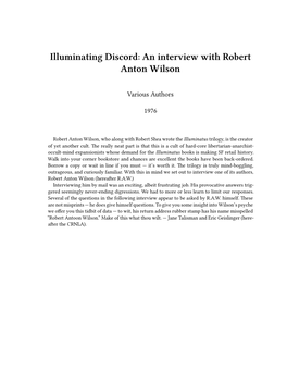 An Interview with Robert Anton Wilson