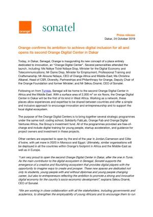 Orange Confirms Its Ambition to Achieve Digital Inclusion for All and Opens Its Second Orange Digital Center in Dakar