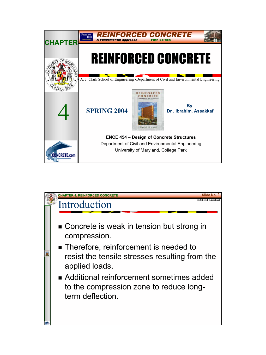 REINFORCED Concrete Design Concretfifthe Edition CHAPTER a Fundamental Approach - Fifth Edition REINFORCED CONCRETE