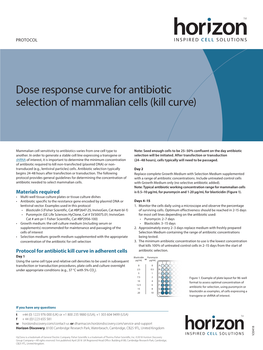 Dose Response Curve for Antibiotic Selection of Mammalian Cells (Kill Curve)