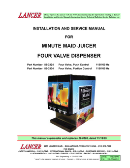 Minute Maid Juicer Four Valve Dispenser