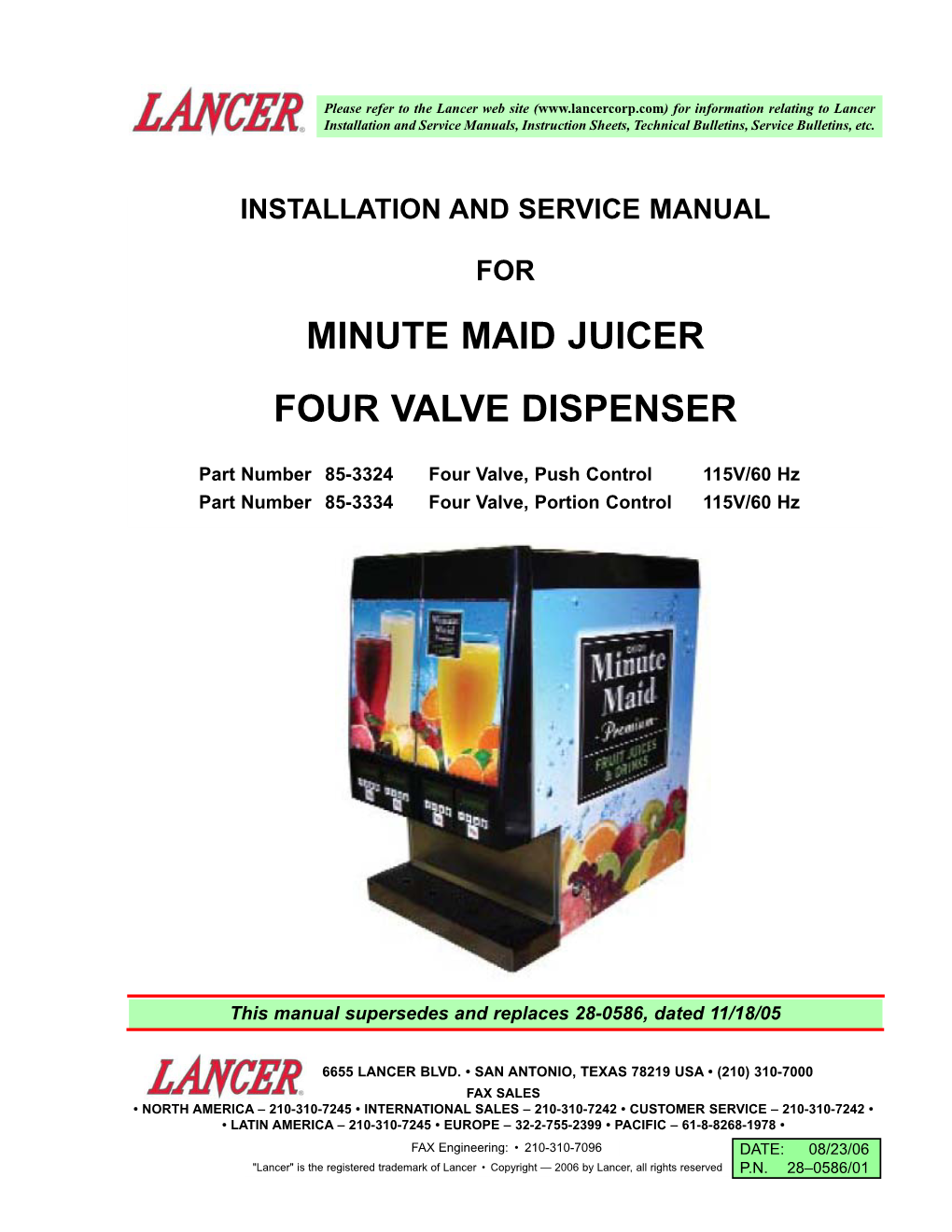 Minute Maid Juicer Four Valve Dispenser - DocsLib