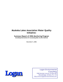 Muskoka Lakes Association Water Quality Initiative