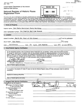 W Is D Determined Eligible for the National Register D See Continuation Sheet