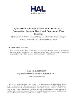 Synthesis of Furfuryl Alcohol from Furfural