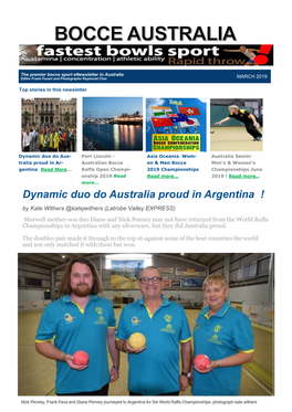 Dynamic Duo Do Australia Proud in Argentina !