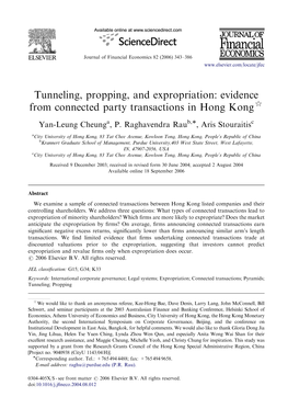 Tunneling, Propping, and Expropriation: Evidence from Connected Party Transactions in Hong Kong$