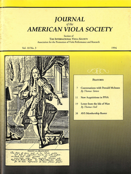 Journal of the American Viola Society Volume 10 No. 3, 1994