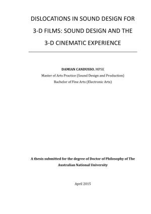 Dislocations in Sound Design for 3-D Films: Sound Design and the 3-D Cinematic Experience