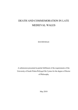 Death and Commemoration in Late Medieval Wales Dhale