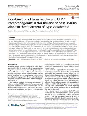 Combination of Basal Insulin and GLP-1 Receptor Agonist