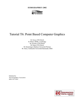 Tutorial T6: Point Based Computer Graphics