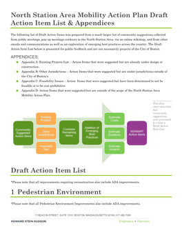 North Station Area Mobility Action Plan Draft Action Item List & Appendices