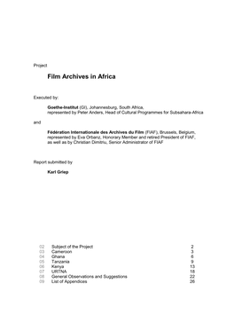 Film Archives in Africa
