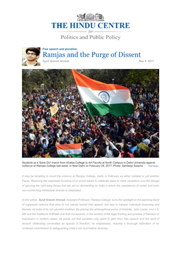 Ramjas and the Purge of Dissent Syed Areesh Ahmad Mar 9, 2017