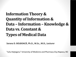 Information Theory & Quantity of Information & Data – Information – Knowledge & Data Vs
