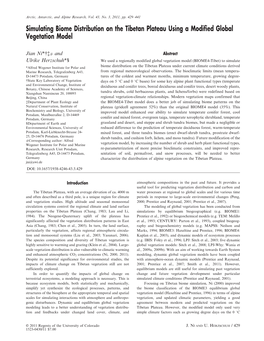 Simulating Biome Distribution on the Tibetan Plateau Using a Modified Global Vegetation Model