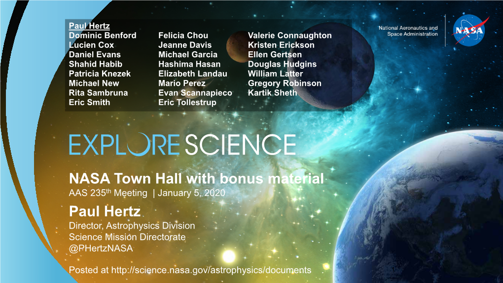 Paul Hertz NASA Town Hall with Bonus Material