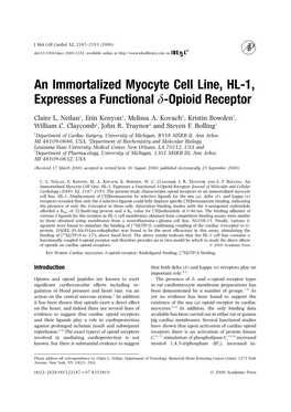 An Immortalized Myocyte Cell Line, HL-1, Expresses a Functional D