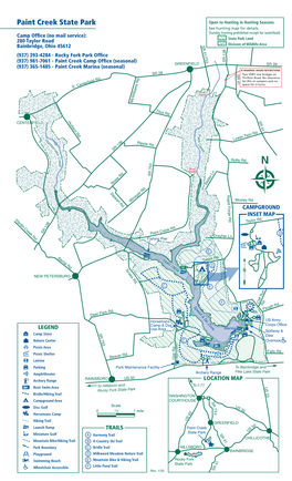 Paint Creek State Park Open to Hunting in Hunting Seasons See Hunting Map for Details