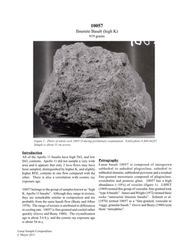 10057 Ilmenite Basalt (High K) 919 Grams
