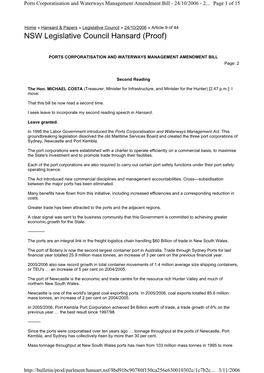NSW Legislative Council Hansard (Proof)