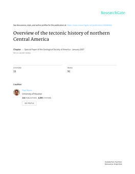 Overview of the Tectonic History of Northern Central America