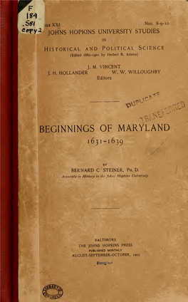 Beginnings of Maryland, 1631-1639
