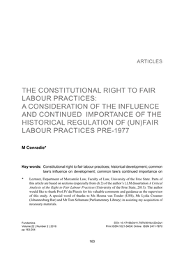 1The Constitutional Right to Fair Labour Practices