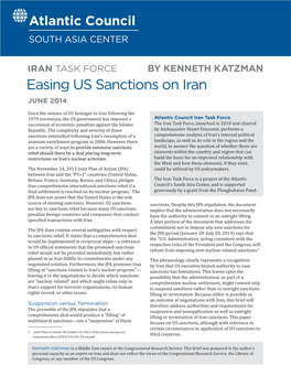Easing US Sanctions on Iran JUNE 2014