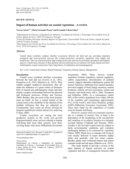 Impact of Human Activities on Coastal Vegetation – a Review